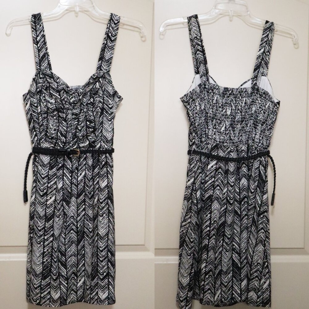 Love Reign black & white print summer dress with black belt